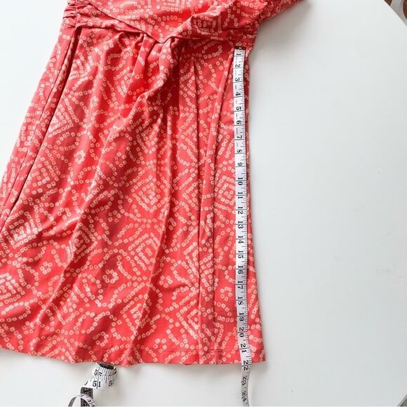 Lands' End Surplice Midi Sleeveless Dress - Coral/White Medium (10/12) - Picture 6 of 8